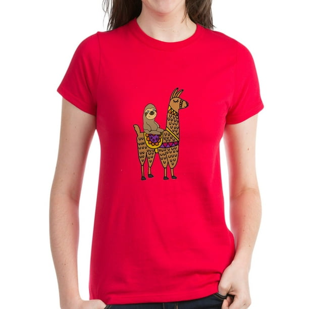 CafePress Cute Sloth Riding Llama T Shirt Slim Fit TShirt 175691132